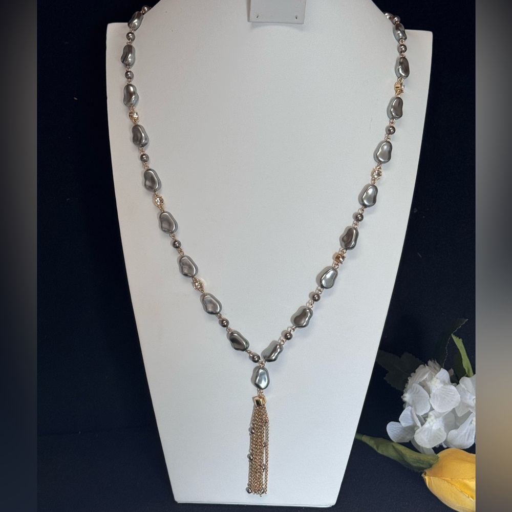 Laundry By Shelli Segal Metallic Beaded Necklace 32 inch